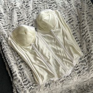 SOLD Vintage Beige boned corset top